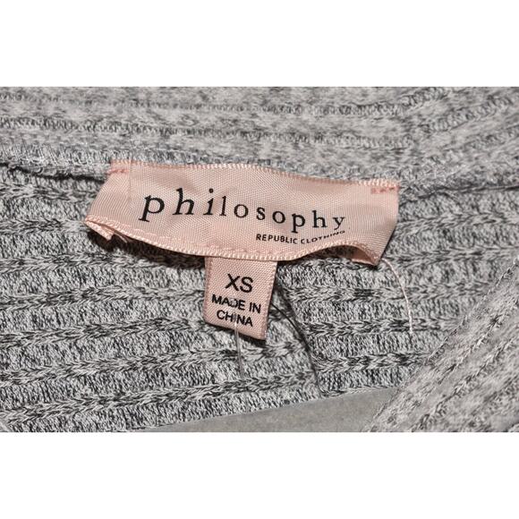 PHILOSOPHY NEW $58 Ribbed Statement Sleeve Sweater in Light Gray Heather XS - Picture 3 of 3